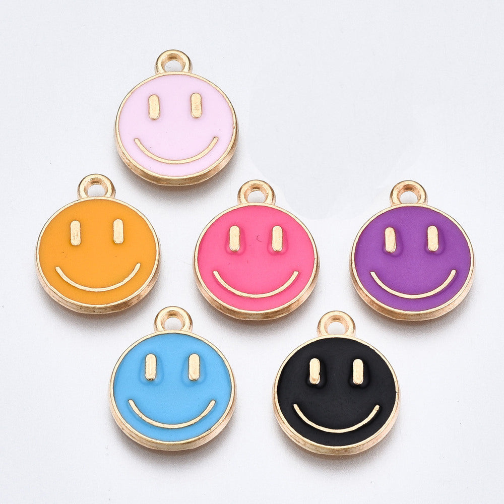 Emaljberlocker Smileys 14,5x12mm, 6-pack