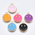 Emaljberlocker Smileys 14,5x12mm, 6-pack