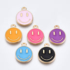 Emaljberlocker Smileys 14,5x12mm, 6-pack