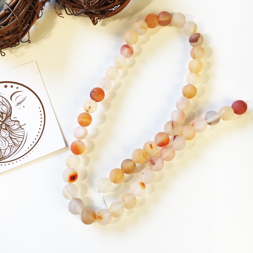 Frostade Agatpärlor 8mm Naturliga Ädelstenar, 1 sträng (ca 45st)