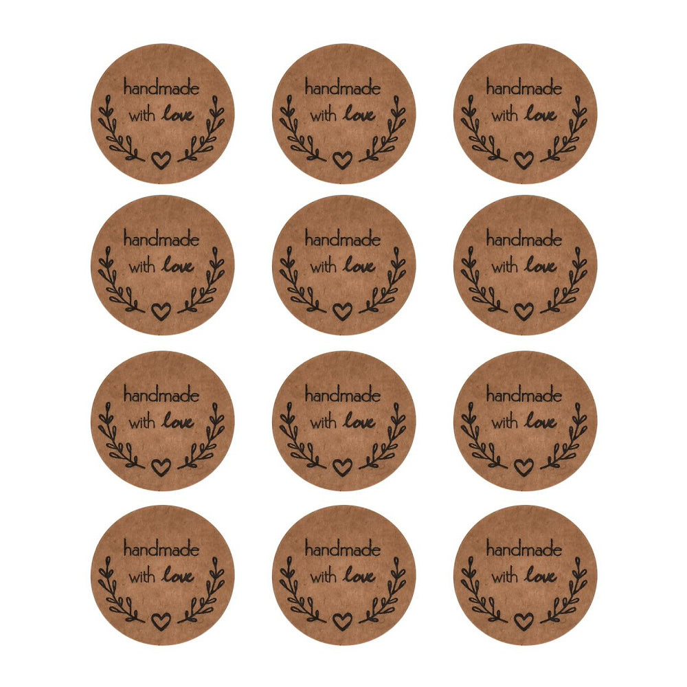 Klistermärken 2,5cm Handmade with Love, 48st