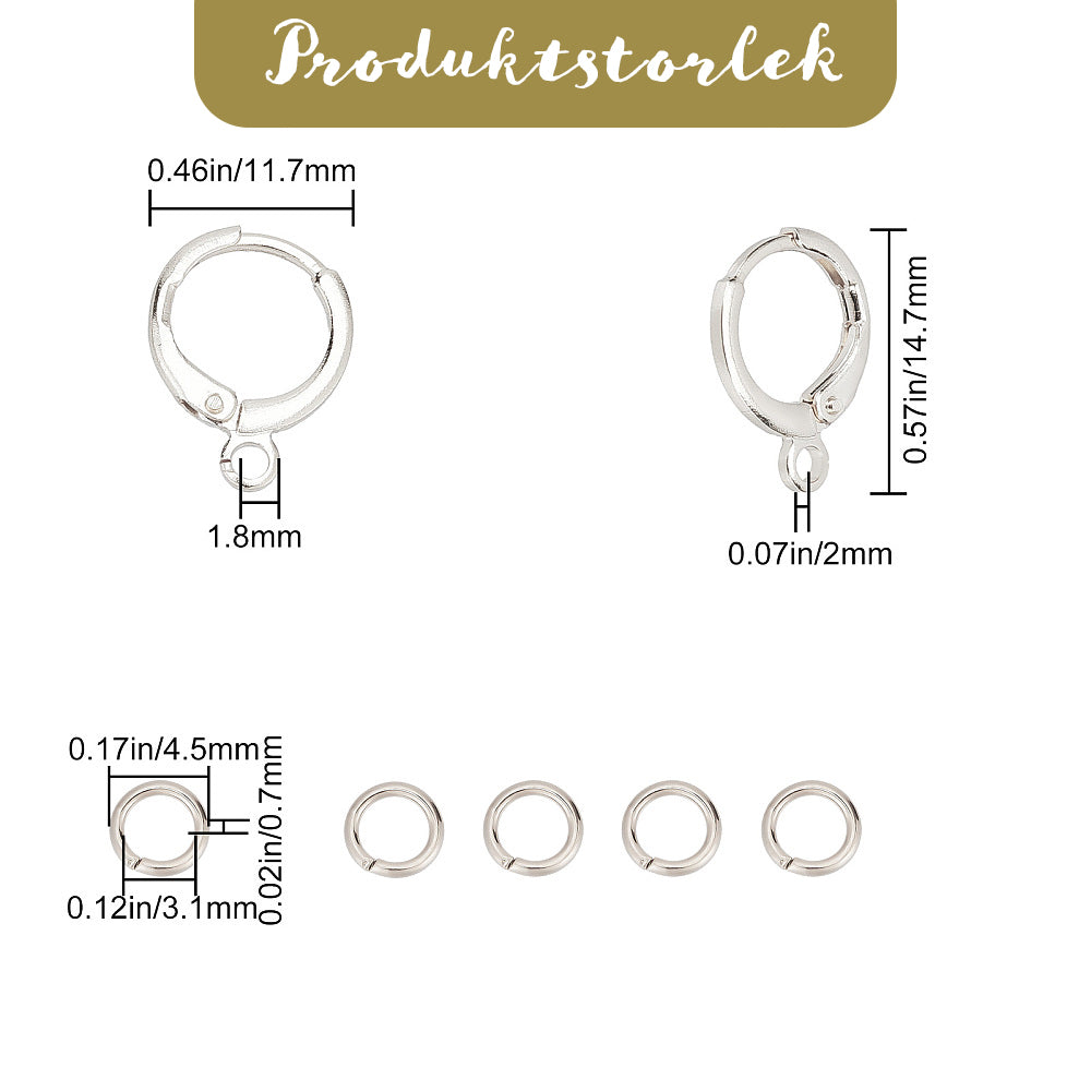 Brisyrkrokar Platinapläterat Rostfritt stål 304 11,7x14,7mm Nickelfria, 4-pack