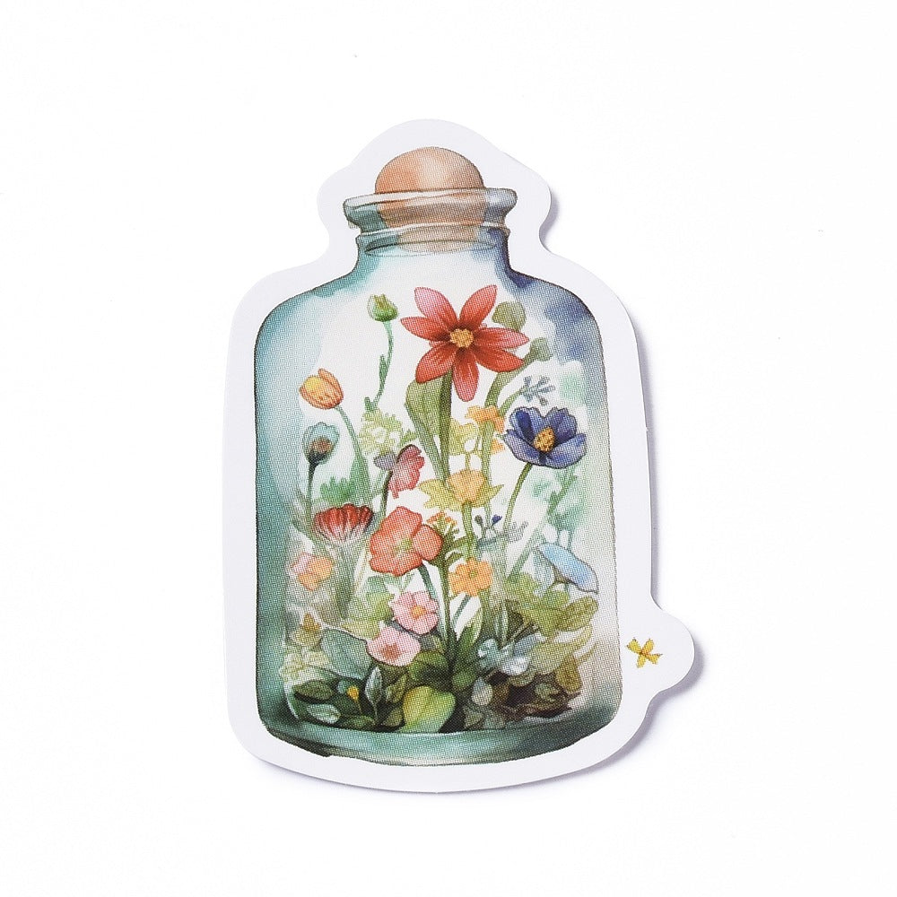 Klistermärken Cartoonfigurer i olika Flaskor 50-54mm Stickers, 50st olika motiv