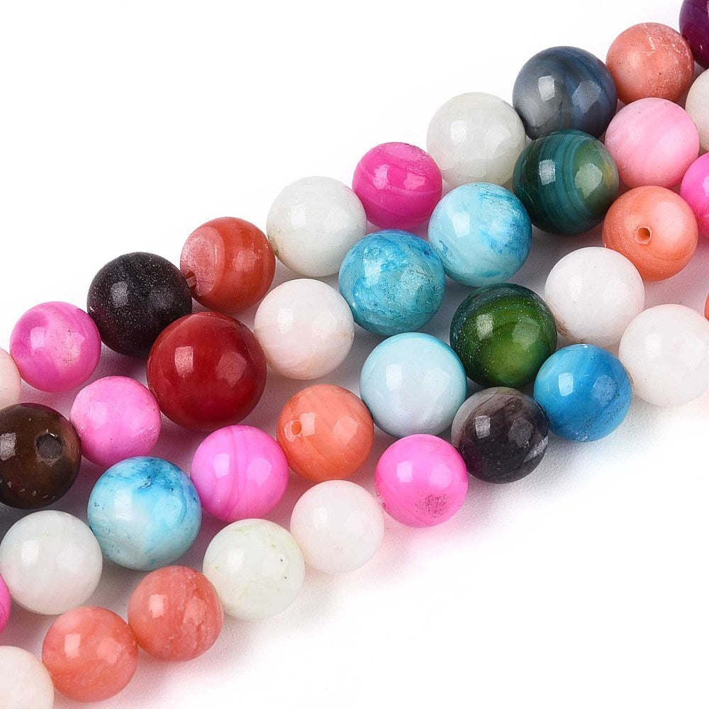 Naturliga Sötvatten Snäckskalpärlor 6,5-7,5mm Mixade färger, 1 sträng (34cm)