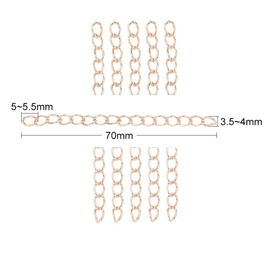 Kedjeförlängare i Järn 70mm Roséguldpläterad Nickelfria, 5st