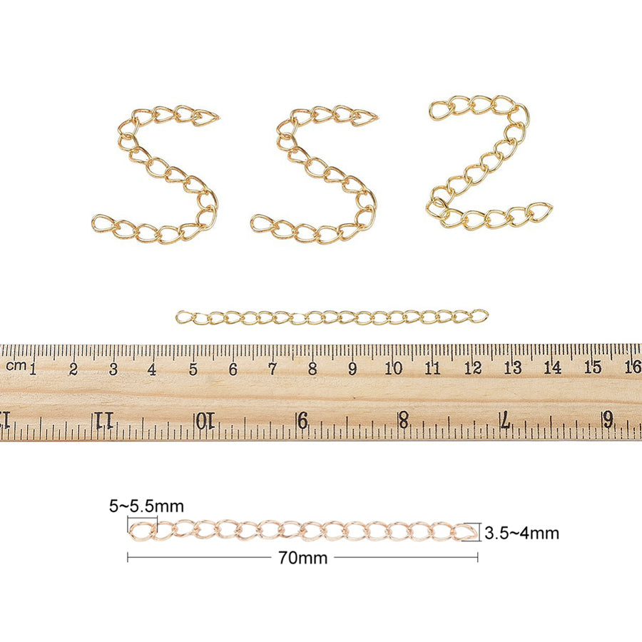 Kedjeförlängare i Järn 70mm Gyllene Nickelfria, 5st