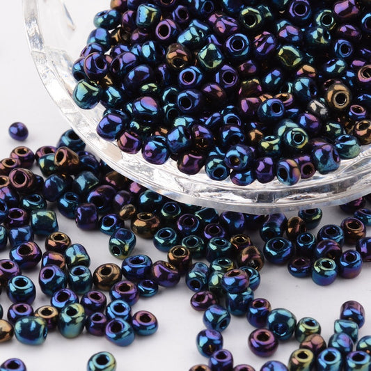 Seed Beads 4mm Mixade färger Metallfinnish, 30 gram (ca350st)