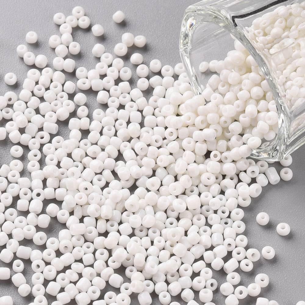 Seed Beads 2mm, 3mm eller 4mm Vit, 30 gram