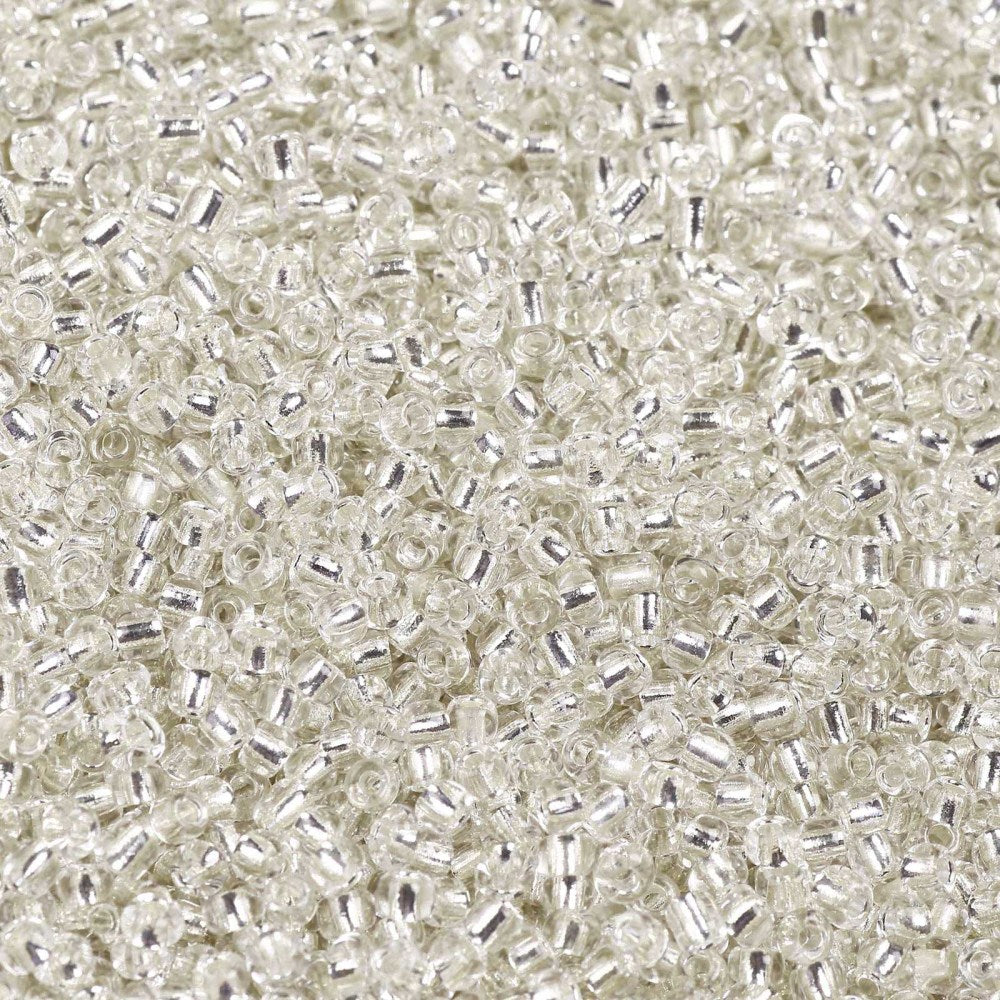 Seed Beads 2mm eller 4mm Transparent Vit med Silverfordrad insida, 30 gram