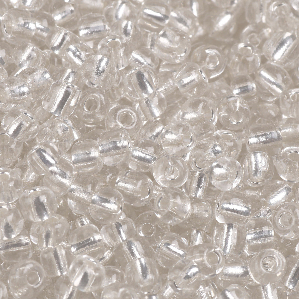 Seed Beads 2mm eller 4mm Transparent Vit med Silverfordrad insida, 30 gram