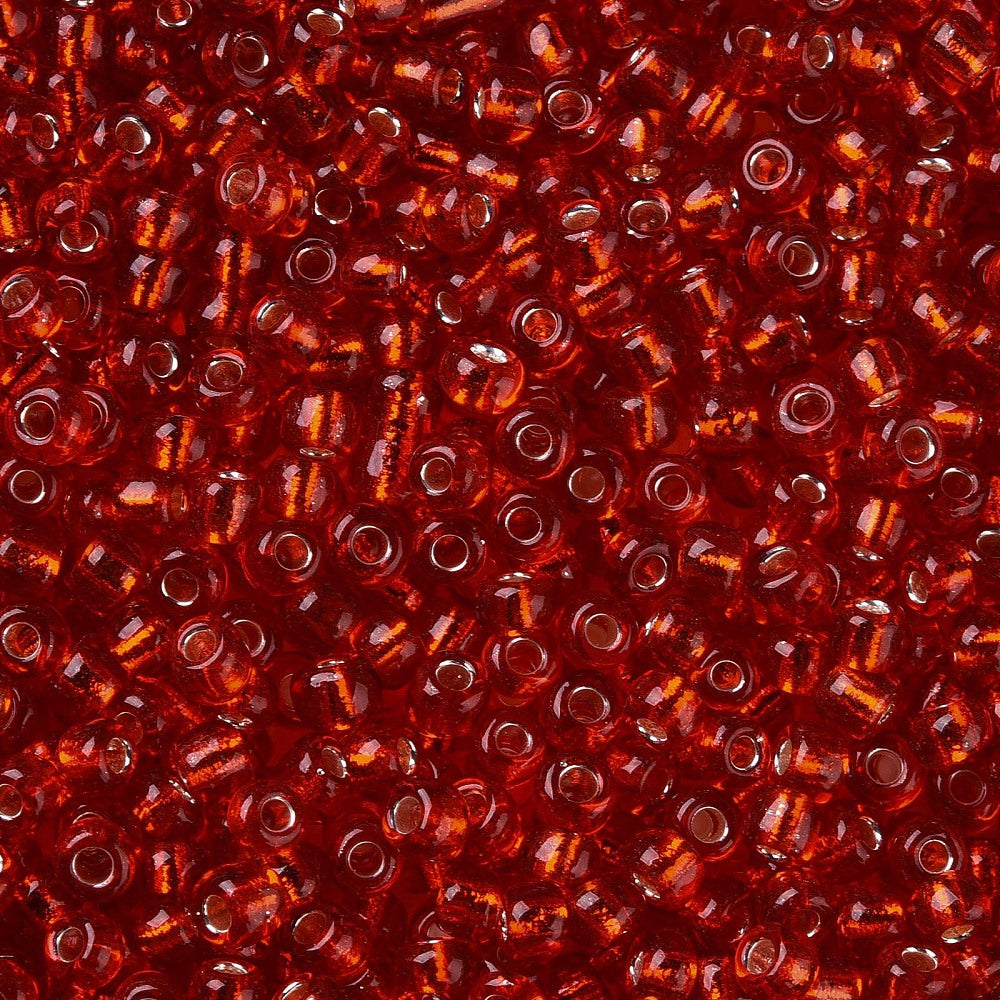 Seed Beads 3mm Transparent Röd med silverfordrad insida, 30 gram (ca 900st)