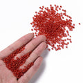 Seed Beads 3mm eller 4mm Transparent Röd med silverfordrad insida, 30 gram
