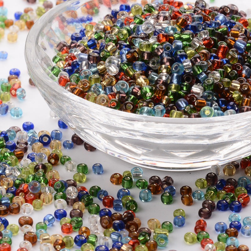 Seed beads 2mm, 3mm eller 4mm Mixade färger med Silverfordrad insida, 30 gram