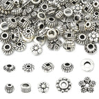 Bicone Metallpärlor Distanspärlor 5~7x2~4mm Antiksilver i 10 stilar, 100-pack