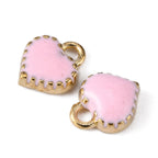 Små Emaljhjärtan Rosa Berlocker 8x7,5 mm, 8st