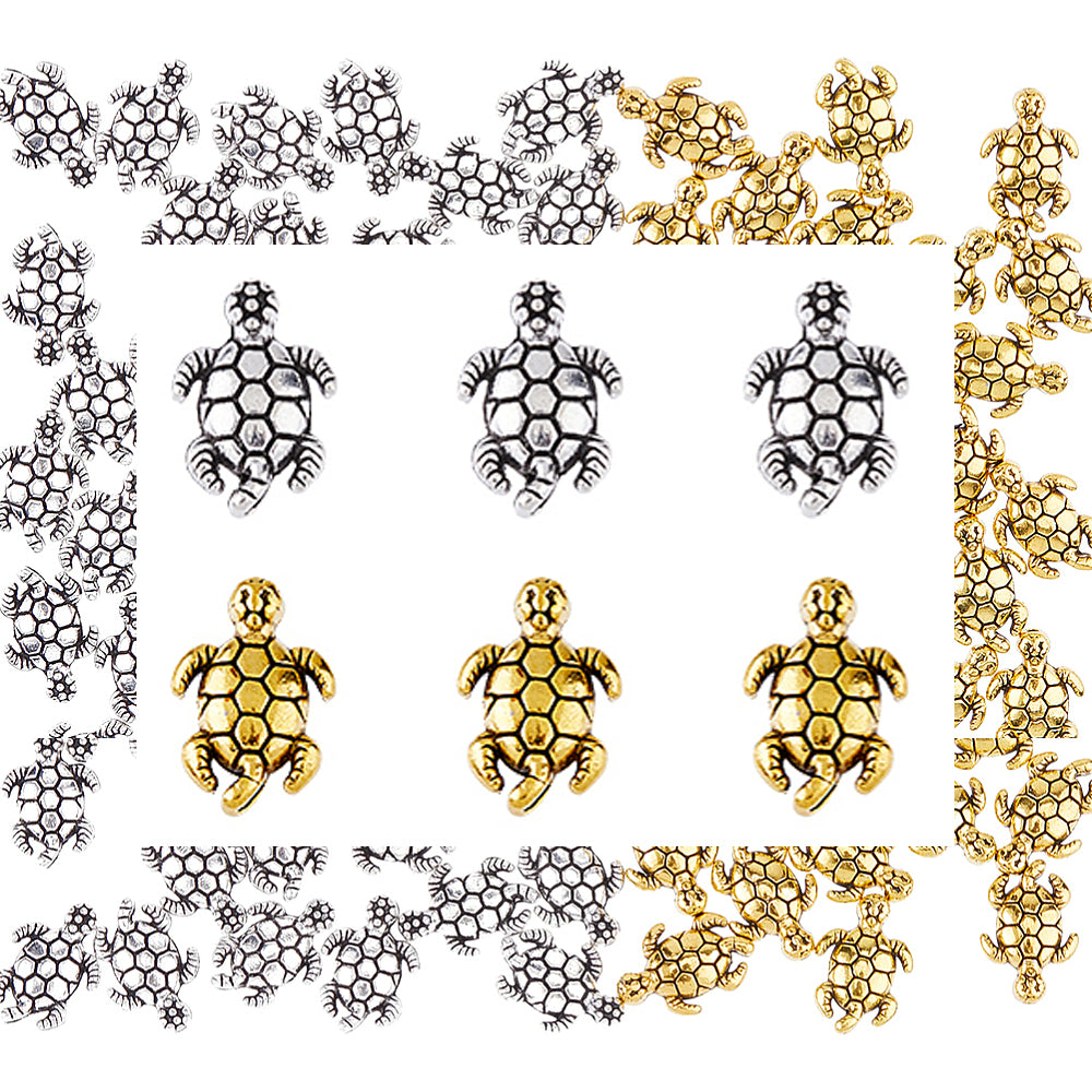 Vackra Sköldpaddor Länkberlocker Silver & Guld, 6-pack