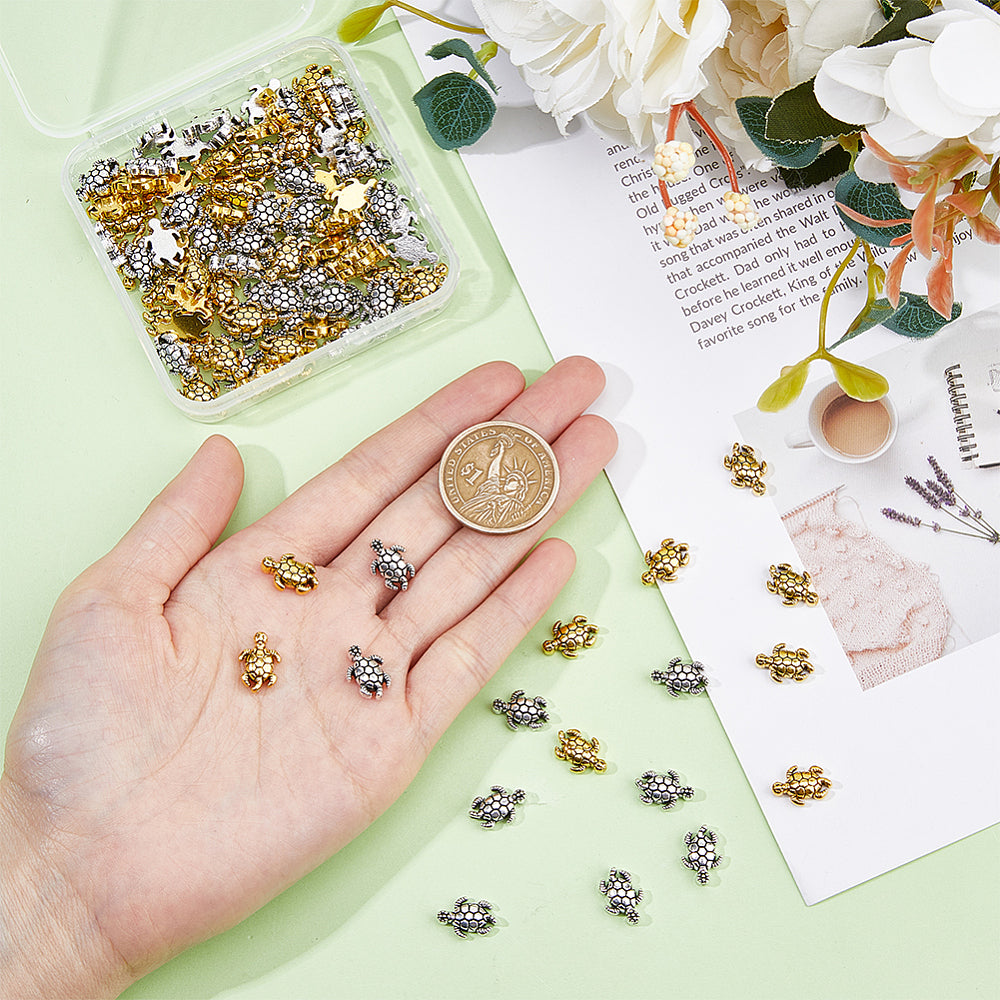 Vackra Sköldpaddor Länkberlocker Silver & Guld, 6-pack