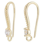 Örhängeskrokar 16x11mm Cubic Zirconiastenar 14K Guldpläterade Nickelfria, 1 par