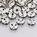 Vågiga Strassrondeller 8mm Silverpläterad Black Diamond Strass, 10-pack