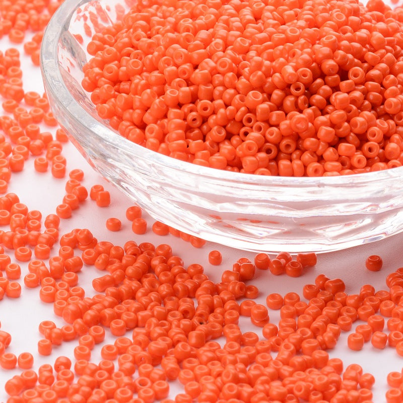Seed Beads 2mm, 3mm eller 4mm Apelsin Orange, 30 gram