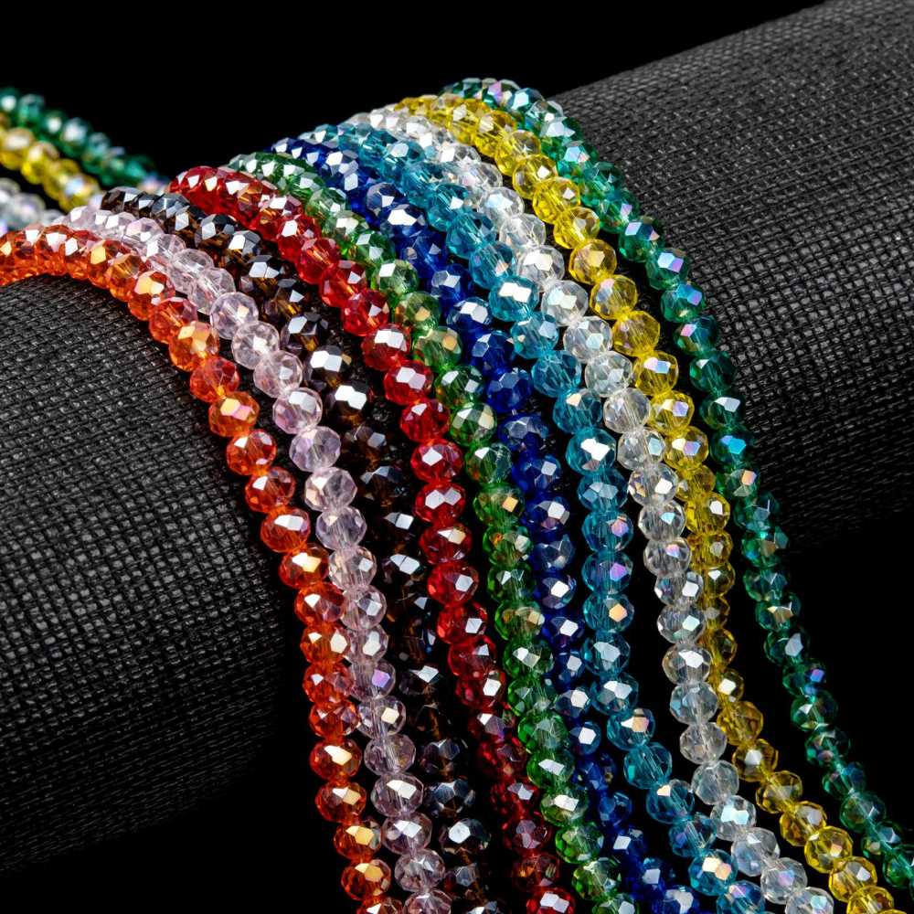 Facetterade Glaspärlor 4x3mm AB-Elektropläterade Mixade färger, 100-pack