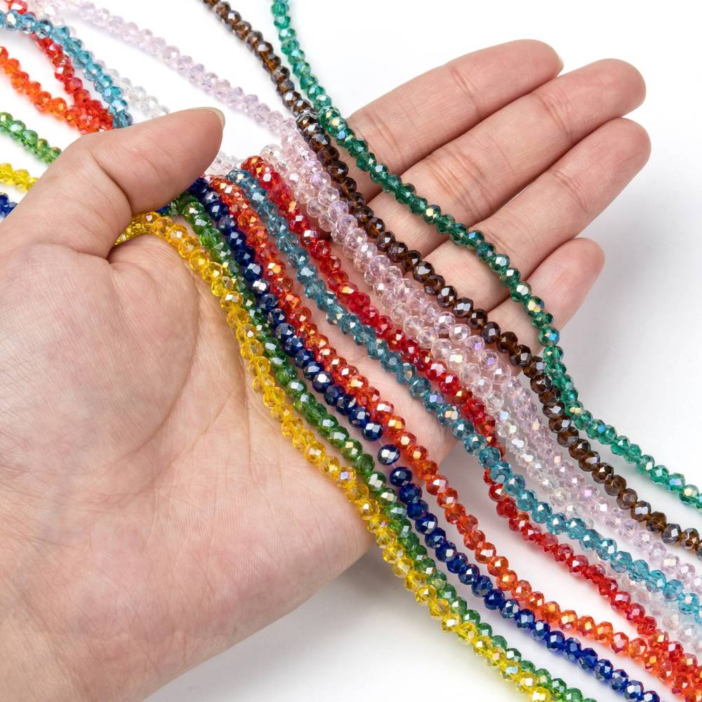 Facetterade Glaspärlor 4x3mm AB-Elektropläterade Mixade färger, 100-pack