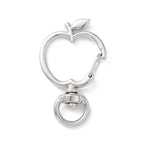Nyckelringar Äpple 38x23,5mm Svängbar med Tryckspänne Platinapläterade, 2st