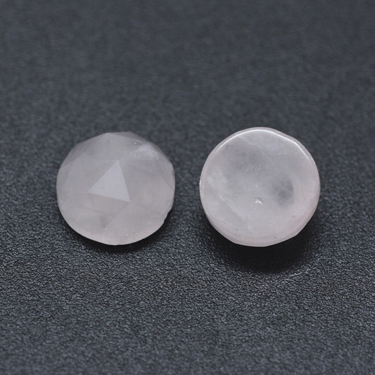 Facetterad Cabochon 7,5mm Rosenkvarts Flatback Naturliga ädelstenar, 1st