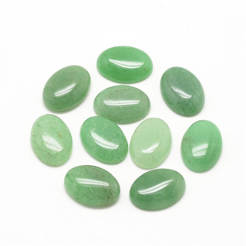 Cabochon 14x10mm Grön Aventurin Flatback Naturliga ädelstenar, 2-pack