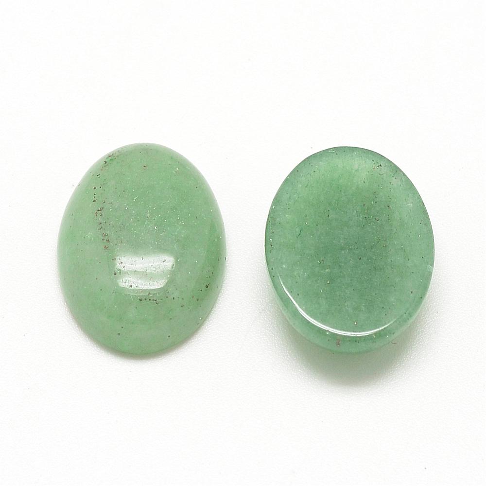 Cabochon 14x10mm Grön Aventurin Flatback Naturliga ädelstenar, 1st