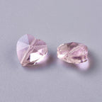 Facetterade Hjärtformade Glaspärlor 10x10mm Ljusrosa Transparenta, 6st