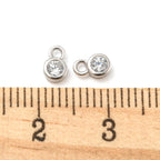Berlock Hänge Rund Superliten 5,5x3,6mm Äkta 925 Sterling Silver med Cubic Zirconia, 1st