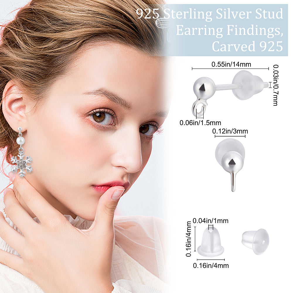 Stiftörhängen i 925 Sterlingsilver med ögla att hänga berlocker i med detaljinfo.