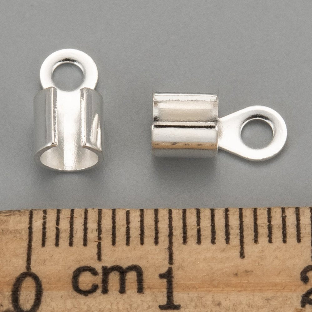 Bandavslut Låsfästen 10x3mm Silverpläterade Cylinderformade, 4-pack