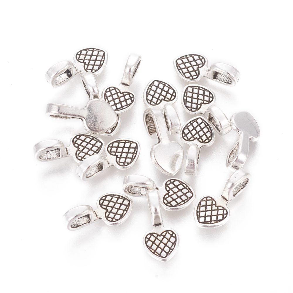 Cabochonhållare Limma på Glue On Bails 16x8mm Antiksilver Nickelfria, 4-pack