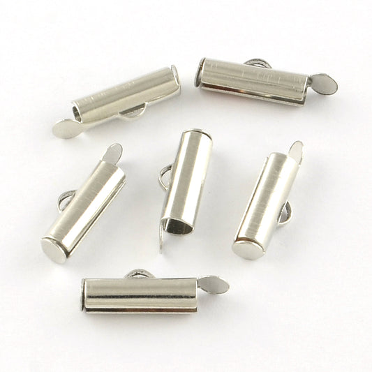 Bandavslut 13x5,5mm Slider End Caps Platinapläterade, 2st