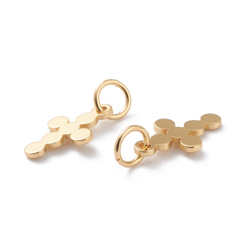 Berlock Hänge Kors 18K Guldplätering  7,5x12mm med Bindring, 1st