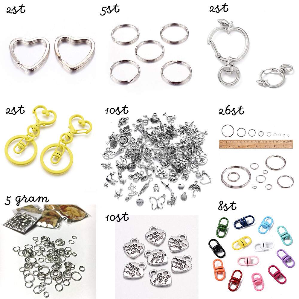 SMYCKESPAKET Nyckelrings-tillverkning, ca 135 delar