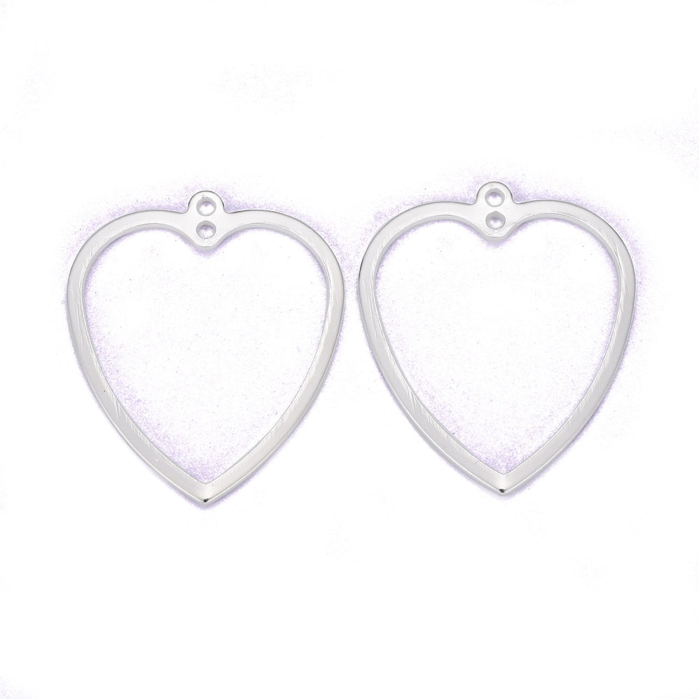 Berlocker Hjärtan 22x26x1mm 24K Guldpläterade eller 925 Silverpläterade Nickelfria, 2-pack