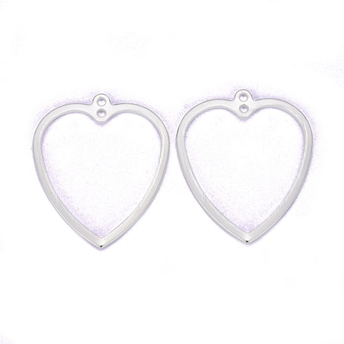 Berlocker Hjärtan 22x26x1mm 24K Guldpläterade eller 925 Silverpläterade Nickelfria, 2-pack