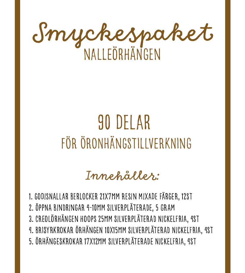 SMYCKESPAKET örhänges-tillverkning nallar, ca 90 delar