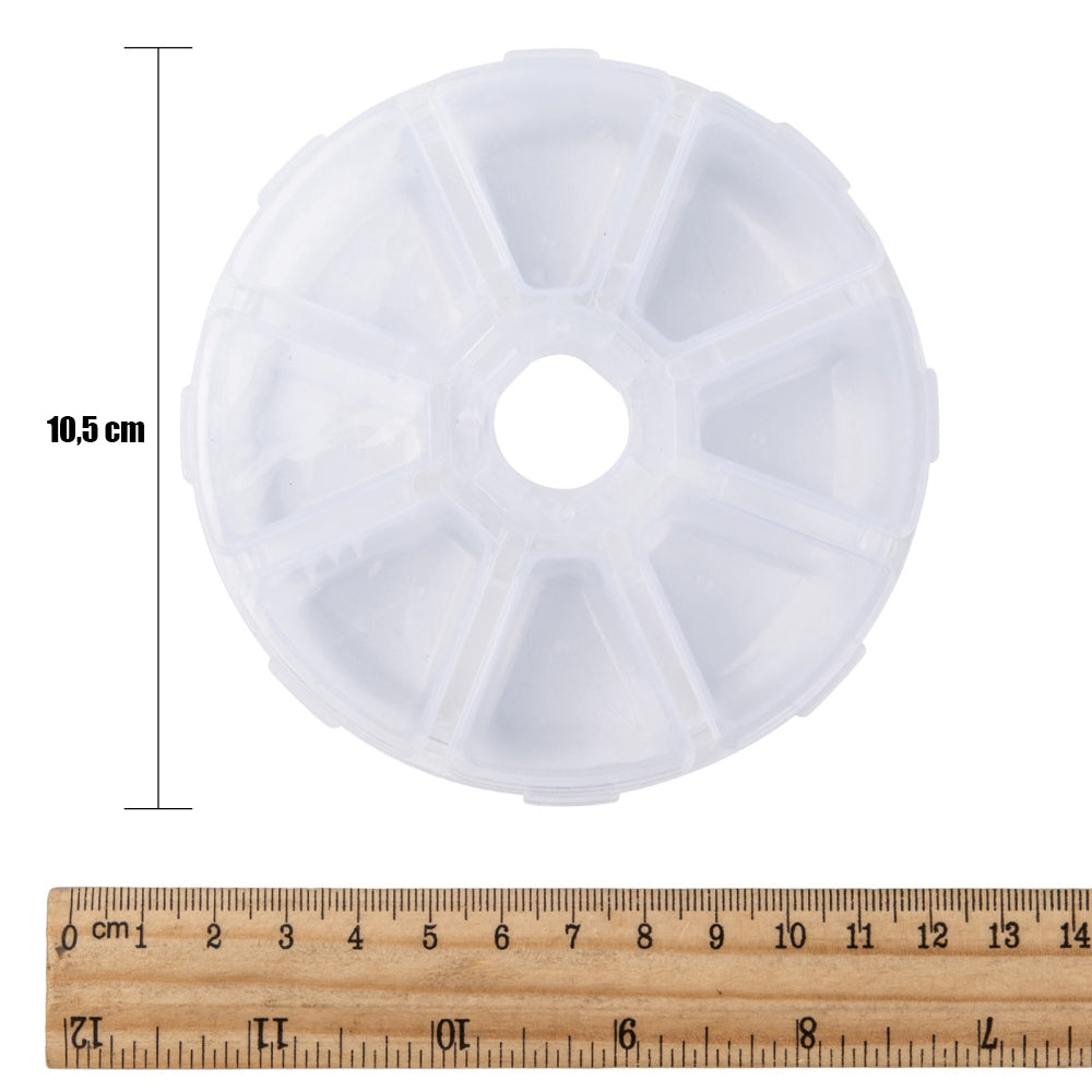 Plastbox 10,5cm med 8 individuella lock & fack, 1st