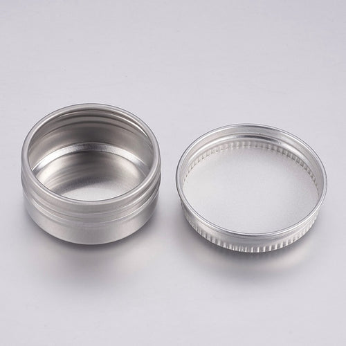 Aluminiumburkar 10ml Platinumfärgade 3,55x1,8cm med skruvlock, 2-pack