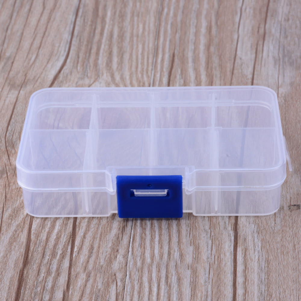 Plastbox 7x11x2,3cm med 8 fack, 1st