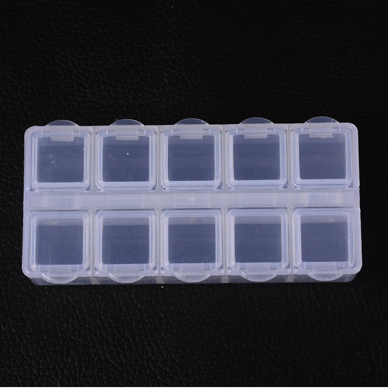 Plastbox 8,8 x 4,4 x 2 cm med 10 individuella fack, 1st