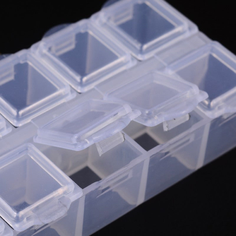 Plastbox 8,8 x 4,4 x 2 cm med 10 individuella fack, 1st