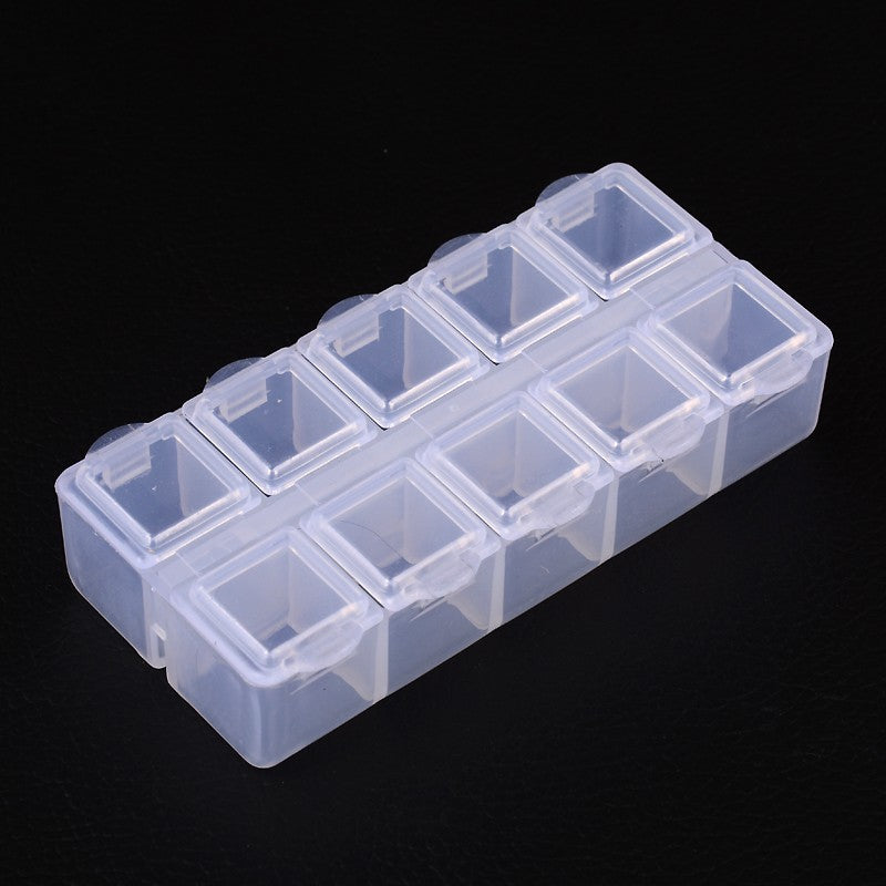 Plastbox 8,8 x 4,4 x 2 cm med 10 individuella fack, 1st