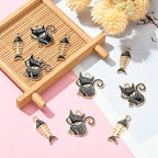 Berlocker Katt & Fiskben Svart, 4-pack