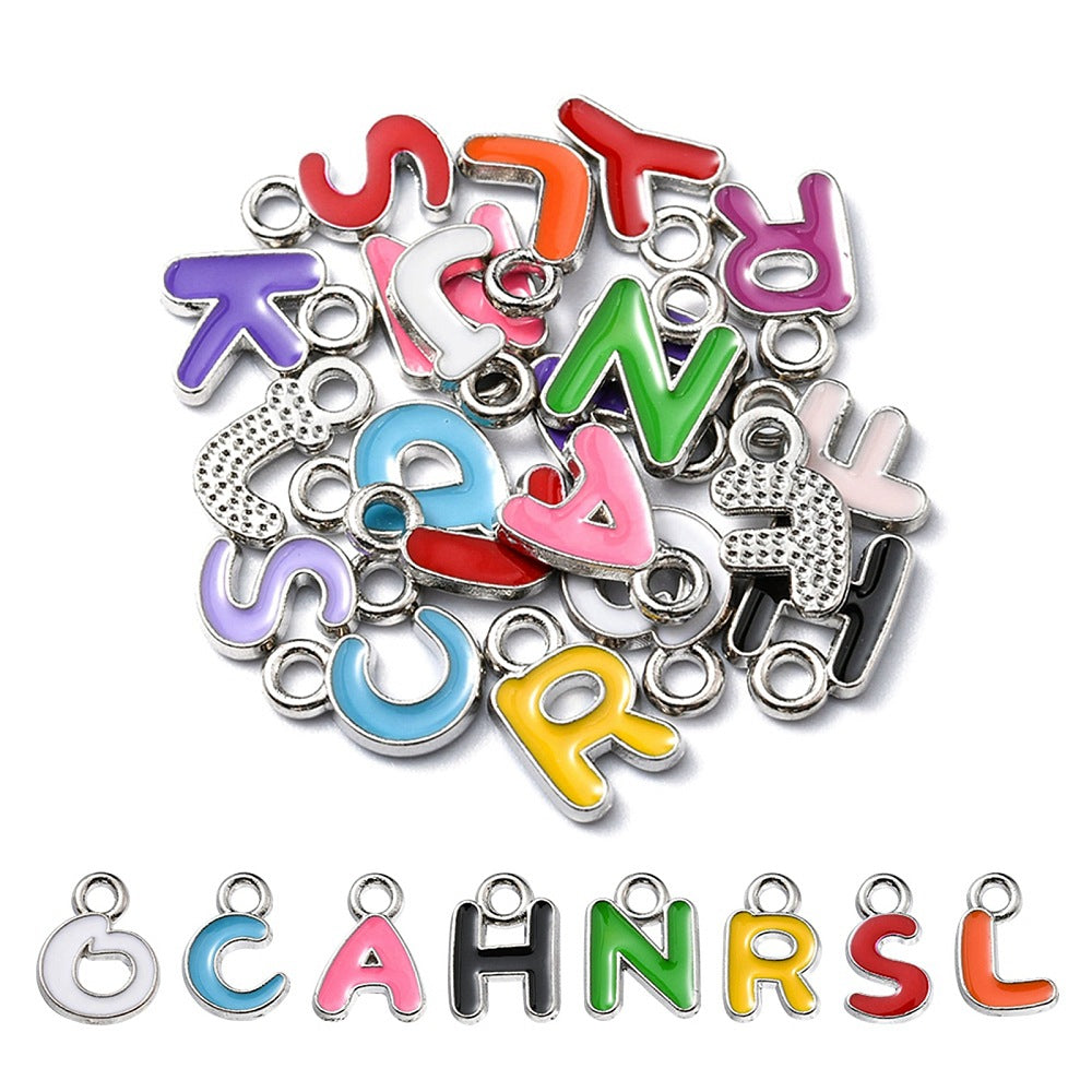 Färgglada Bokstavsberlocker i Mixade färger, 20-pack