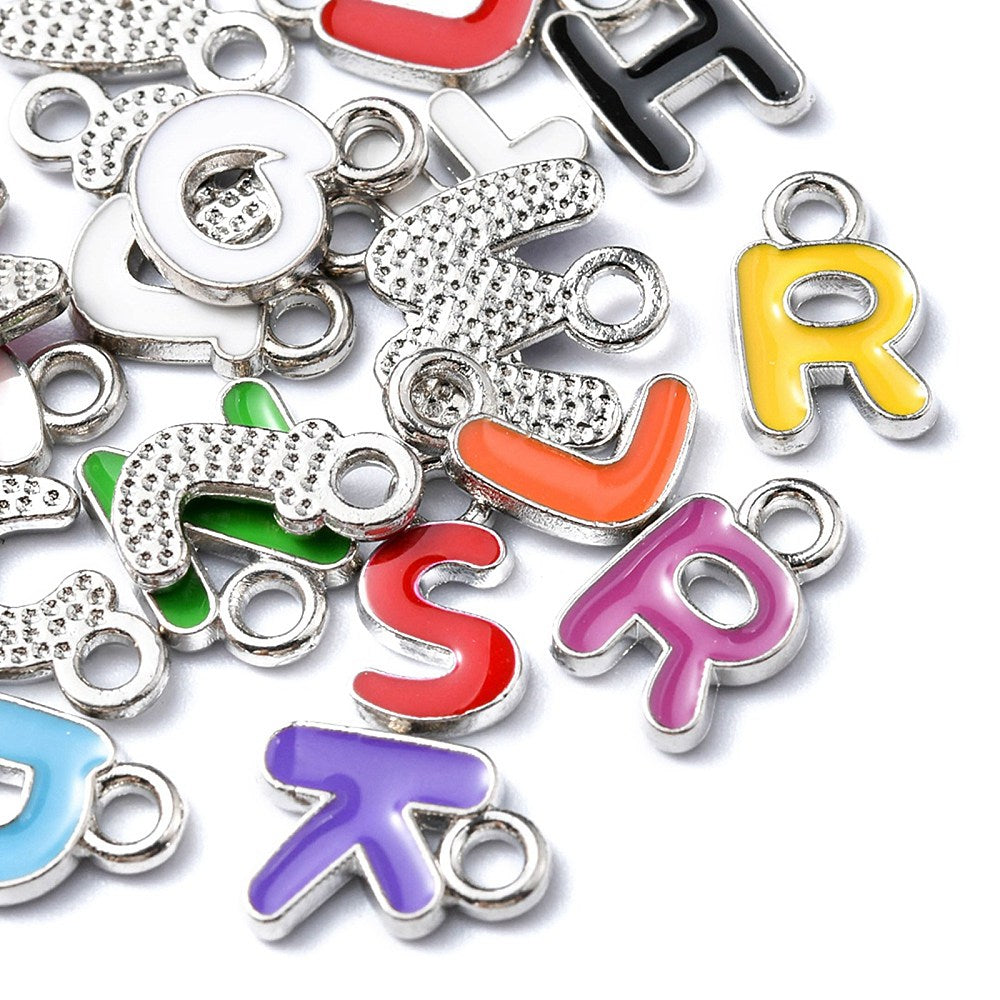 Färgglada Bokstavsberlocker i Mixade färger, 20-pack